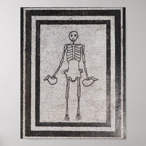 Carpe Diem Ancient Roman Skeleton Mosaic Poster