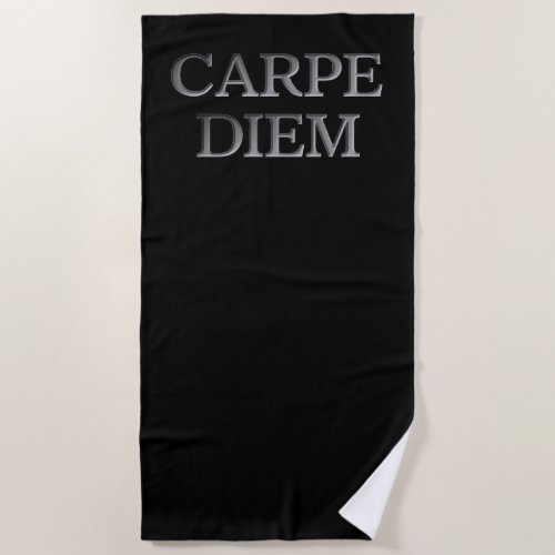 Carpe Diem black beach towel