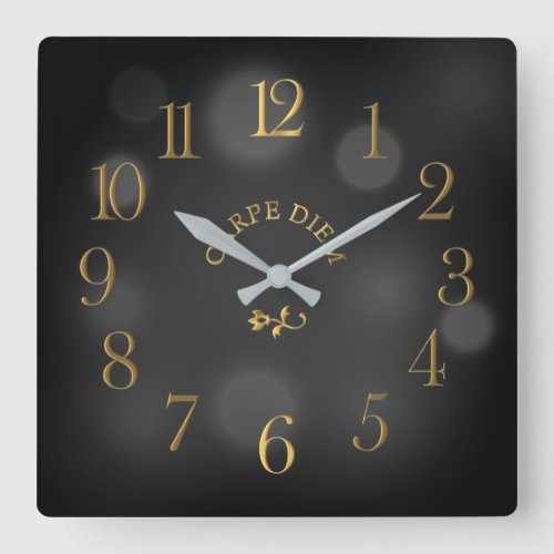 Carpe Diem Black Bokeh Acrylic Wall Clock