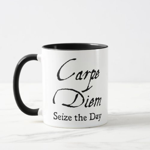 Carpe Diem Dark Academic Black and White Vintage Mug