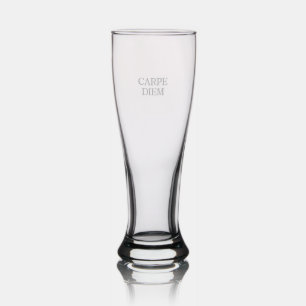 Carpe Diem etched Pilsner beer glass 16 oz