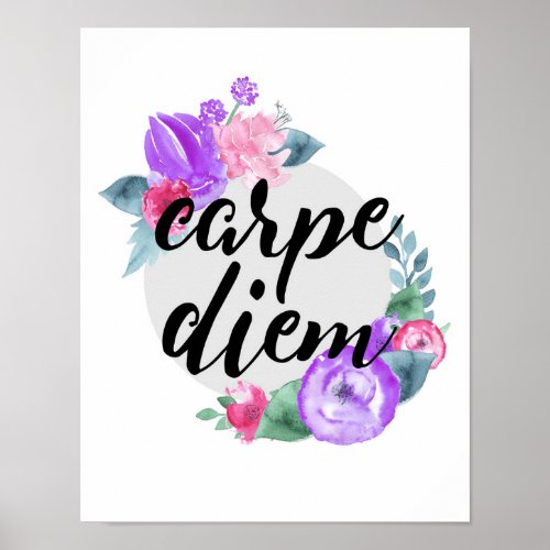 Carpe Diem _ Flower _ White Poster