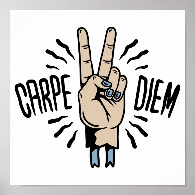 Carpe Diem Funny Retro Motivational Quote Poster (Front)