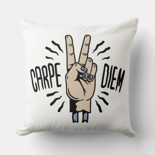 Carpe Diem Funny Retro Motivational Quote Throw Pillow