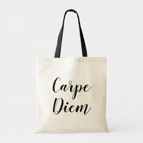 Carpe Diem hand letter typography canvas tote bag