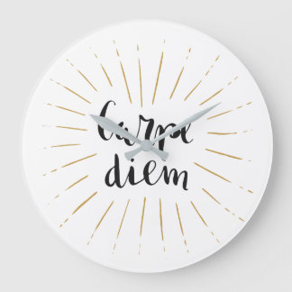 Carpe Diem Hand-lettered Typography Design Large Clock