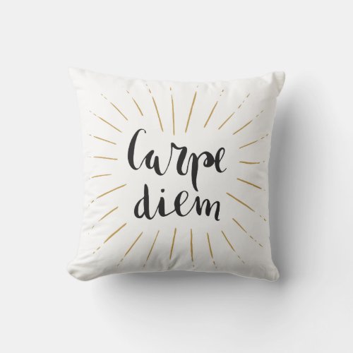 Carpe Diem Hand_lettered Typography Design Throw Pillow