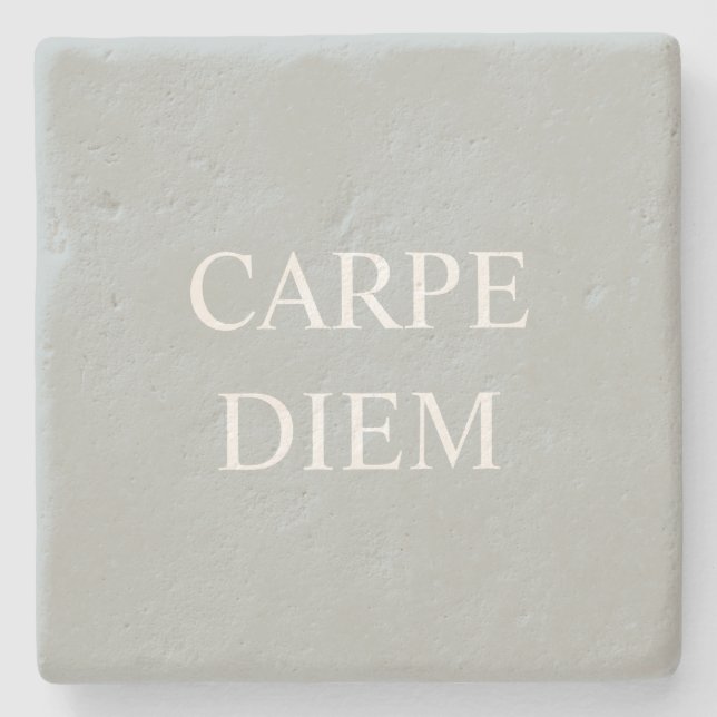 Carpe Diem Latin Quote Stone Coaster - Gray (Front)