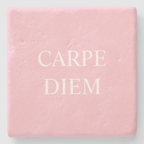 Carpe Diem Latin Quote Stone Coaster _ Pink