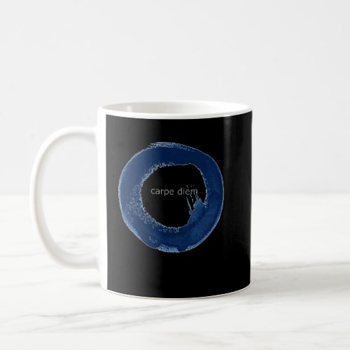 Carpe Diem Minimalist Blue Brush Stroke Circle Sym Coffee Mug
