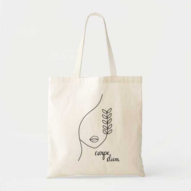 Carpe Diem Minimalistic Tote Bag (Front)