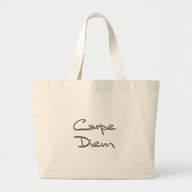 CARPE DIEM Modern Cool Text Large Tote Bag (Front)