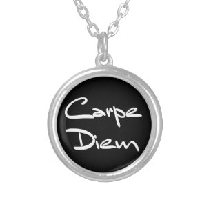 CARPE DIEM Modern Cool Text Silver Plated Necklace