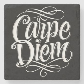 Carpe Diem Motivational Typography Stone Coaster