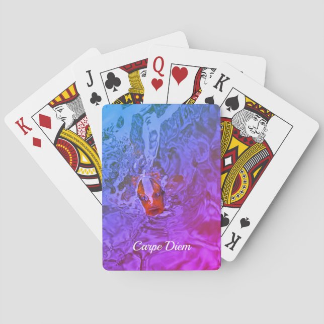 Carpe Diem Pond Fish Fun Photograph Poker Cards (Back)