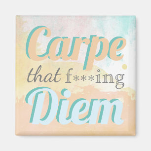 Carpe Diem Profanity Quote Pastel Watercolor Magnet