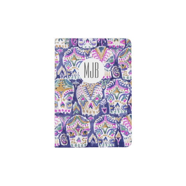Carpe Diem Purple Boho Sugar Skull Passport Holder (Front)