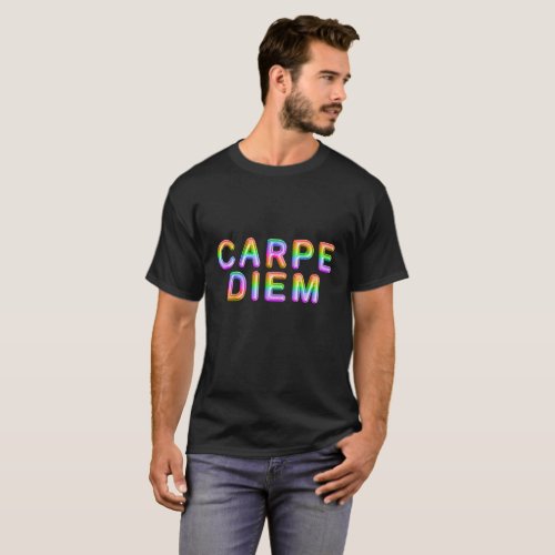 CARPE DIEM Rainbow Capital Letter balloon T_Shirt