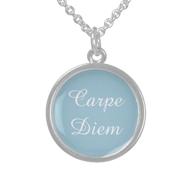 "CARPE DIEM" ROUND CUSTOM STERLING SILVER NECKLACE (Front)
