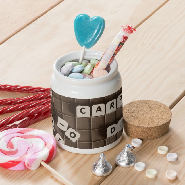 Carpe Diem Scrambled Letter Tiles Candy Jar (In Situ)