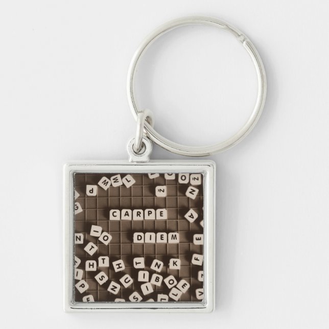 Carpe Diem Scrambled Letter Tiles Keychain (Front)