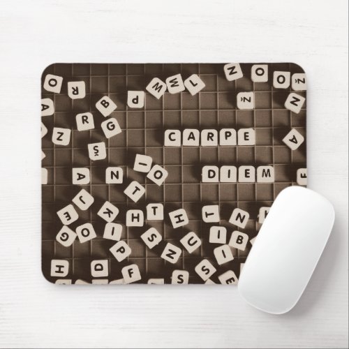 Carpe Diem Scrambled Letter Tiles Mouse Pad