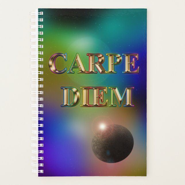 Carpe diem  "seize the day"  back rainbow heart planner (Front)