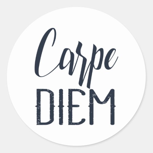 Carpe Diem Seize The Day Black Type Classic Round Sticker