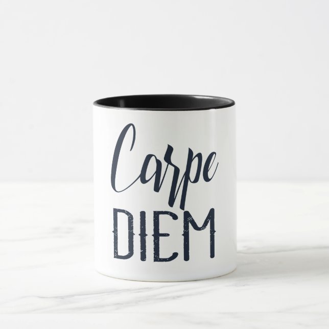Carpe Diem Seize The Day Black Type Mug (Center)