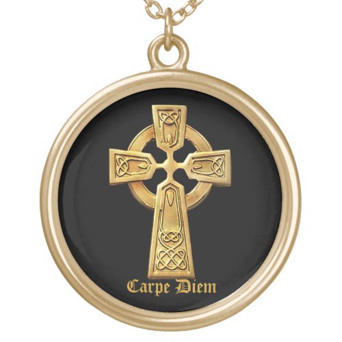 Carpe Diem Seize the day Celtic cross necklace