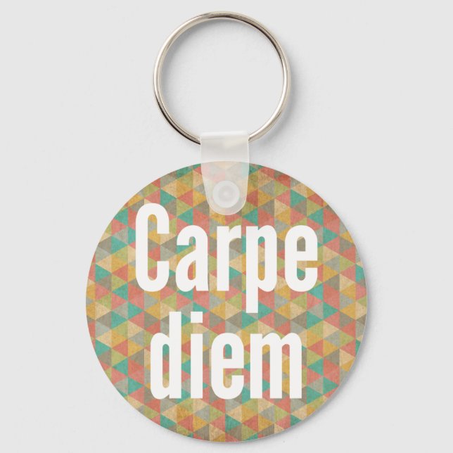 Carpe diem, Seize the day, Colourful Pattern Keychain (Front)