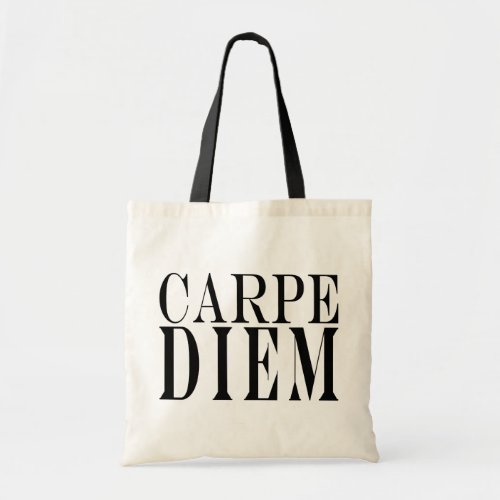 Carpe Diem Seize the Day Latin Quote Happiness Tote Bag