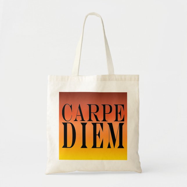 Carpe Diem Seize the Day Latin Quote Happiness Tote Bag (Front)