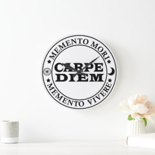 Carpe diem Seize the day Mmenro mori Large Clock