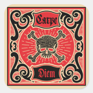 Carpe Diem Skull Square Sticker