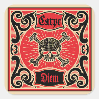 Carpe Diem Skull Square Sticker