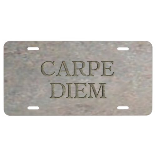 Carpe Diem Stone aluminum car license plate