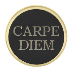 Carpe Diem Stone black gold round lapel pin