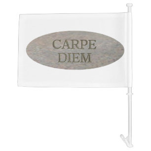 Carpe Diem Stone car and boat flag oval
