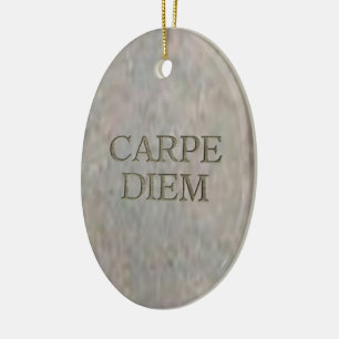 Carpe Diem Stone oval ceramic ornament