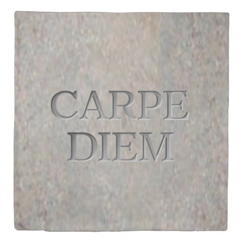 Carpe Diem Stone queen duvet cover