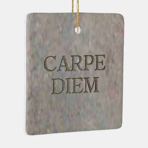 Carpe Diem Stone square ornament