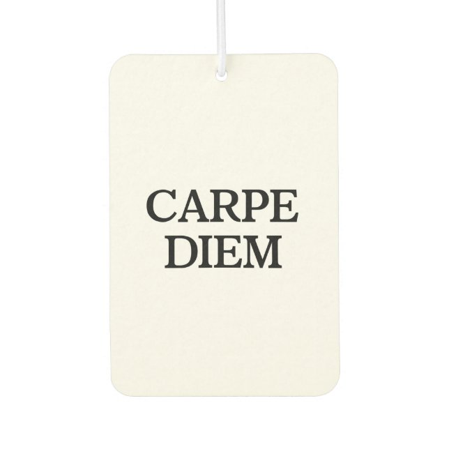 Carpe Diem white car air freshener (Front)