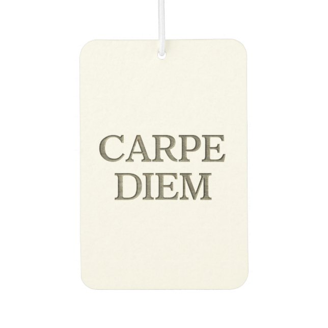 Carpe Diem white car air freshener (Front)