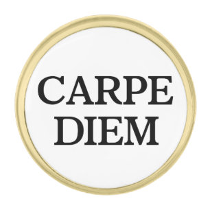 Carpe Diem white gold round lapel pin