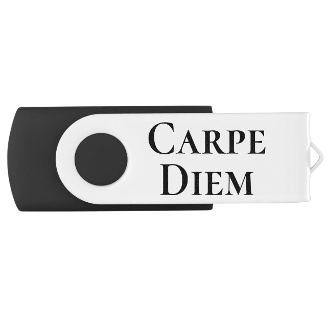 CARPE DIEM White Swivel Flash Drive (Front)