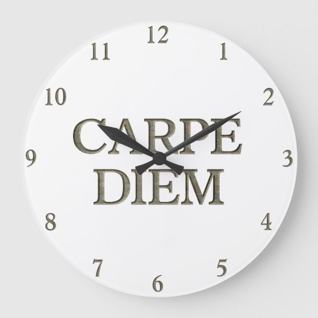 Carpe Diem white wall clock (Front)