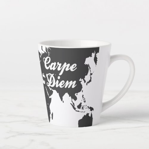 Carpe Diem World Map Latte Mug