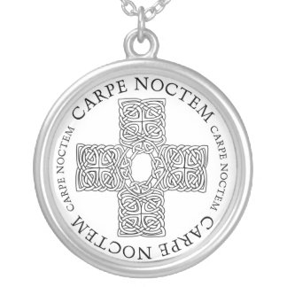 Carpe Noctem Celtic cross Silver Plated Necklace