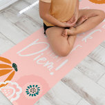 Carpe The Heck Out Of That Diem Abstract Floral Yoga Mat<br><div class="desc">Carpe The Heck Out Of That Diem Motivational Typographic Quote yoga mat. We've design this modern typographic quote yoga mat. A Simple light blush pink background with motivational quote in white "Carpe The Deck Out Of That Diem" in a modern fun typographic design. Modern bold florals and foliage frames the...</div>